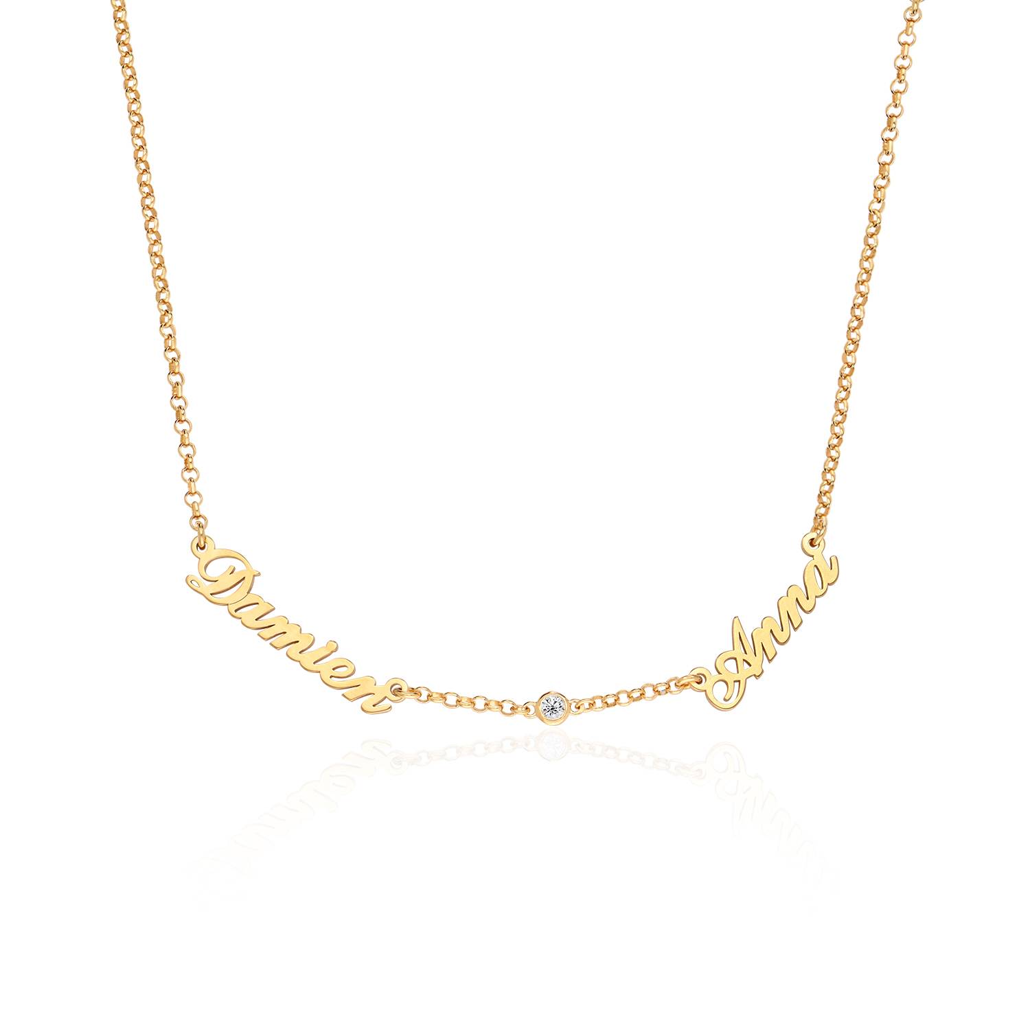 Collar con Nombres Múltiples Estilo Heritage Chapado en Oro de 18 Kt con Diamante-3 foto de producto