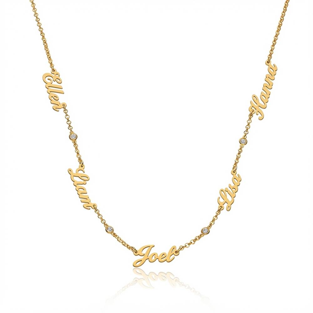 Heritage Meervoudige Naamketting met Diamanten in Goud Vermeil