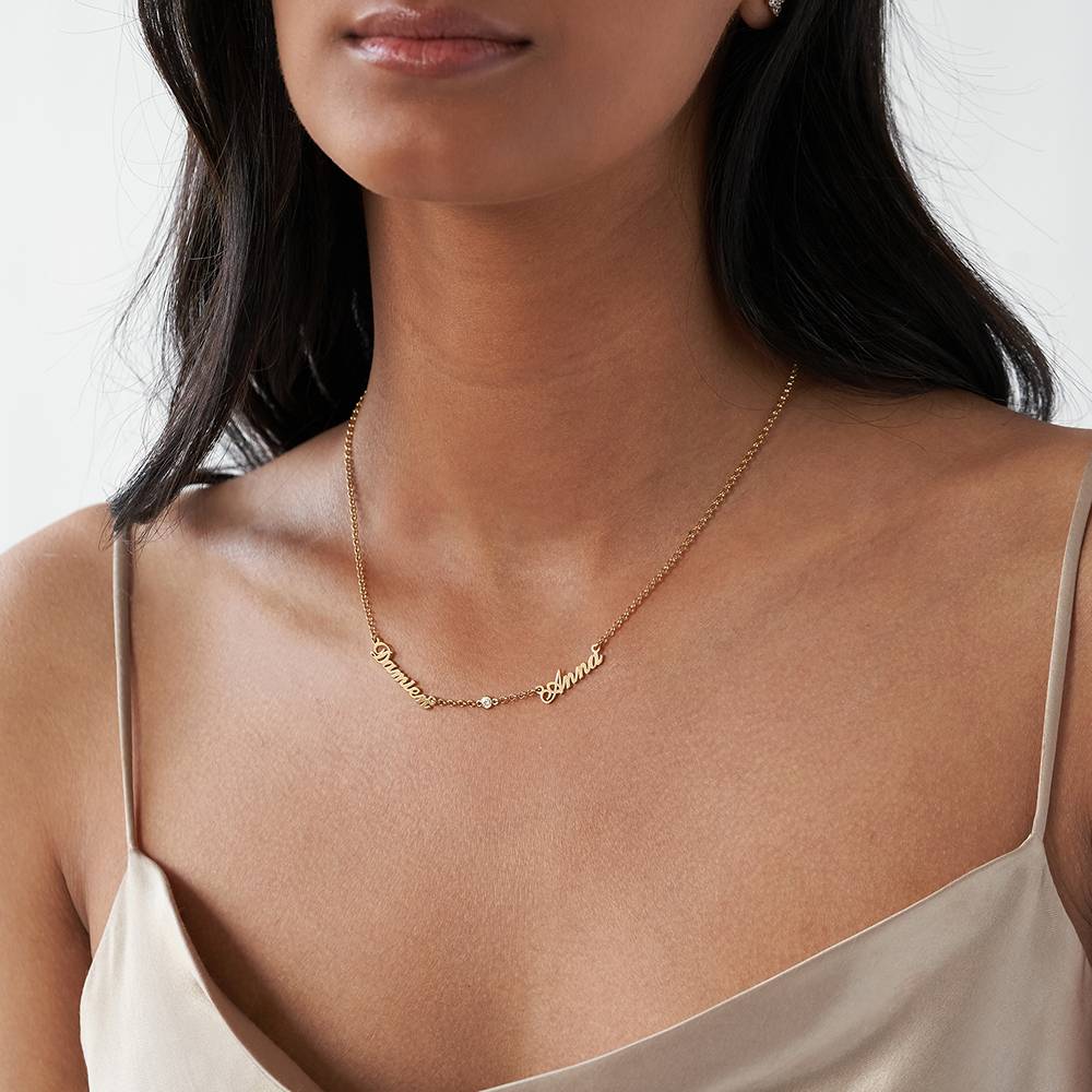 Heritage Multiple Name Necklace with Diamonds in Gold Vermeil-3 product photo