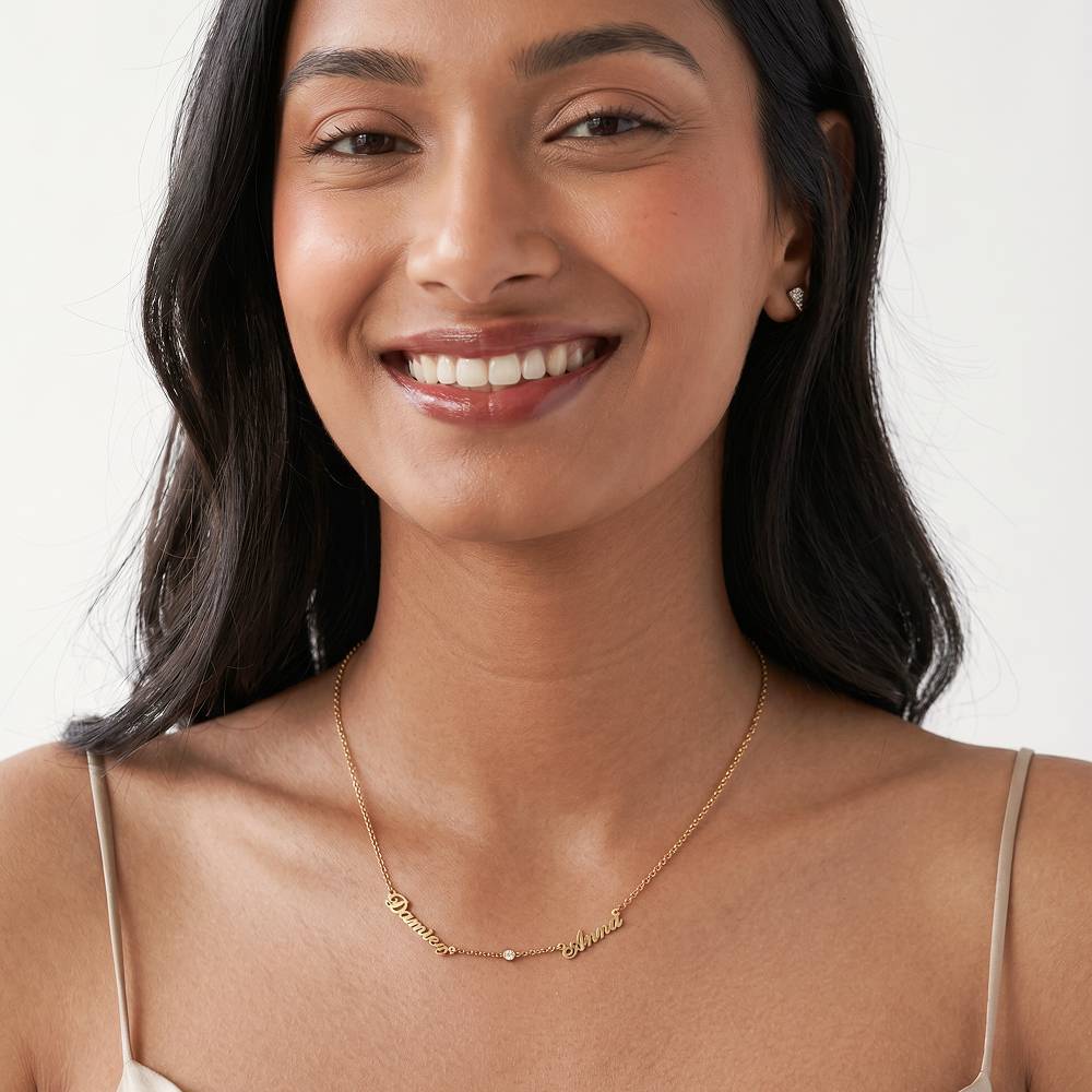 Heritage Multiple Name Necklace with Diamonds in Gold Vermeil-2 product photo