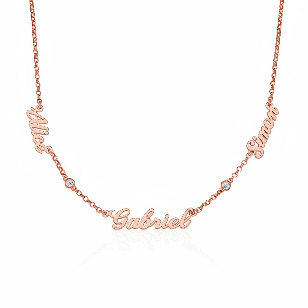 Collier prénoms multiples Héritage avec diamants en Plaqué Or Rose 18 carats-3 photo du produit