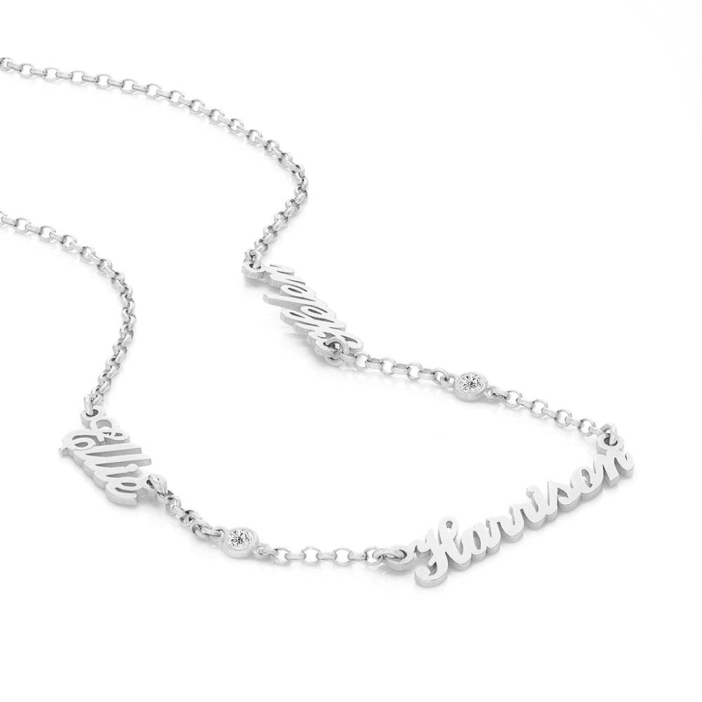Heritage meervoudige naamketting met diamant in sterling zilver-4 Productfoto