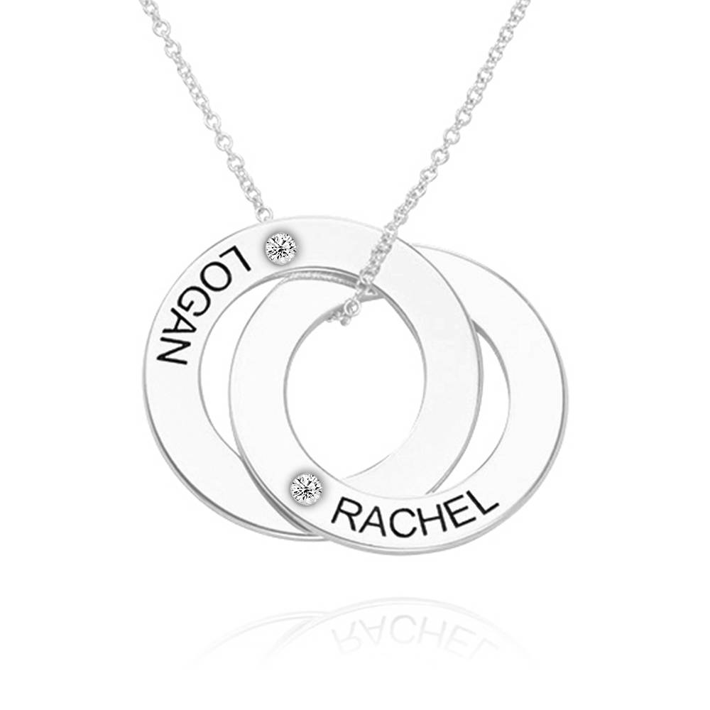 Diamond Russian Ring Necklace with 2 Rings in 14K White Gold product photo