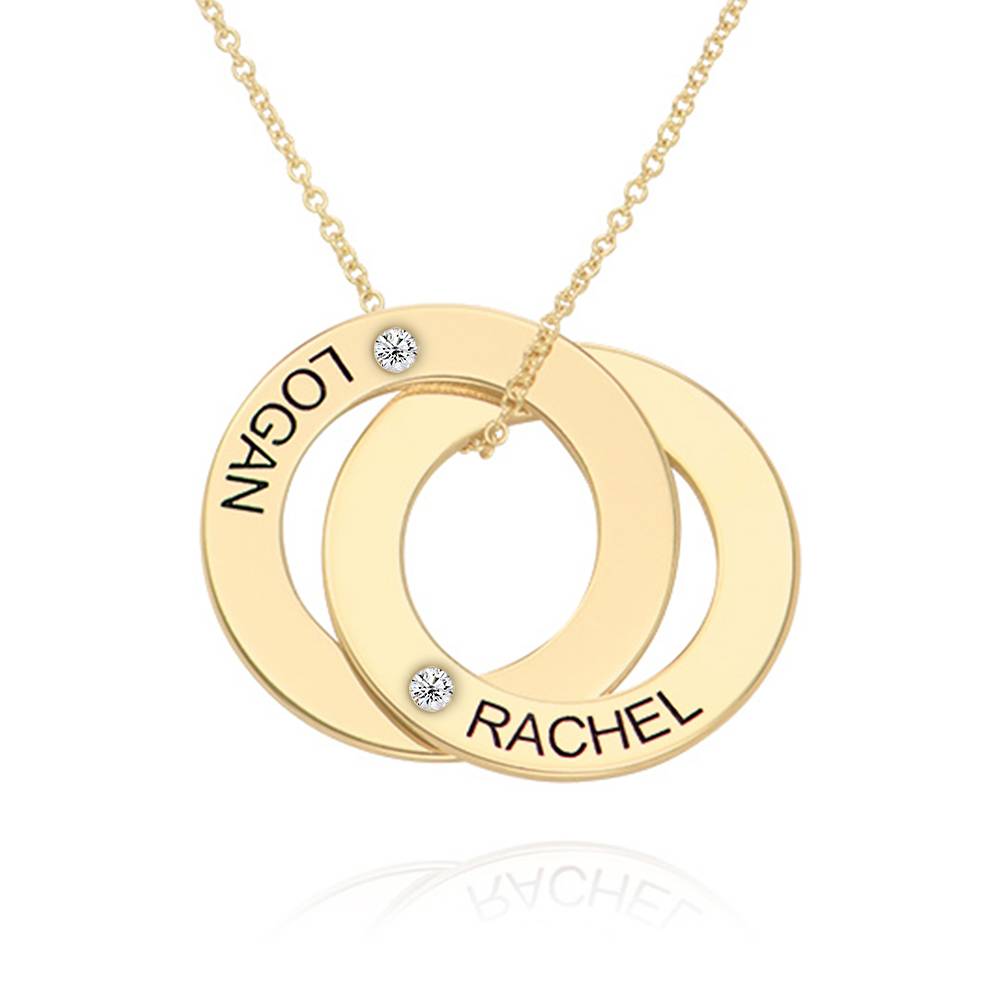 Russische Ring-Halskette mit 2 Ringen und Diamanten - 585er Gelbgold Produktfoto