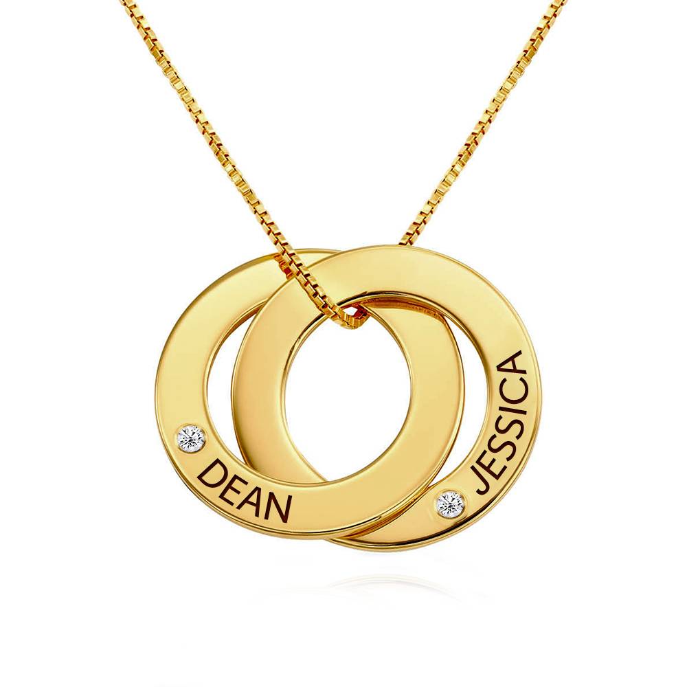 Russisk ring halskjede med 2 ringer i gullbelegg med diamant produktbilde