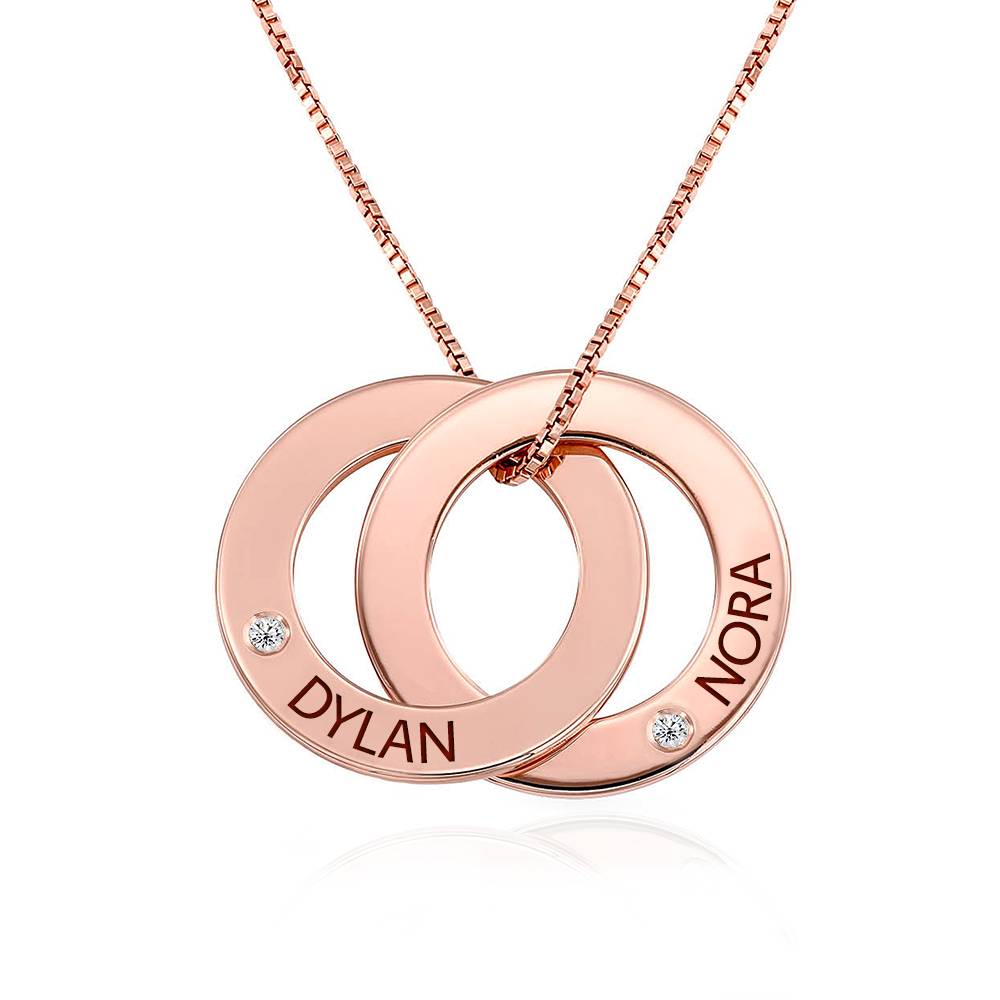 Russian Ring Necklace with 2 Rings and Diamonds in 18ct Rose Gold product photo