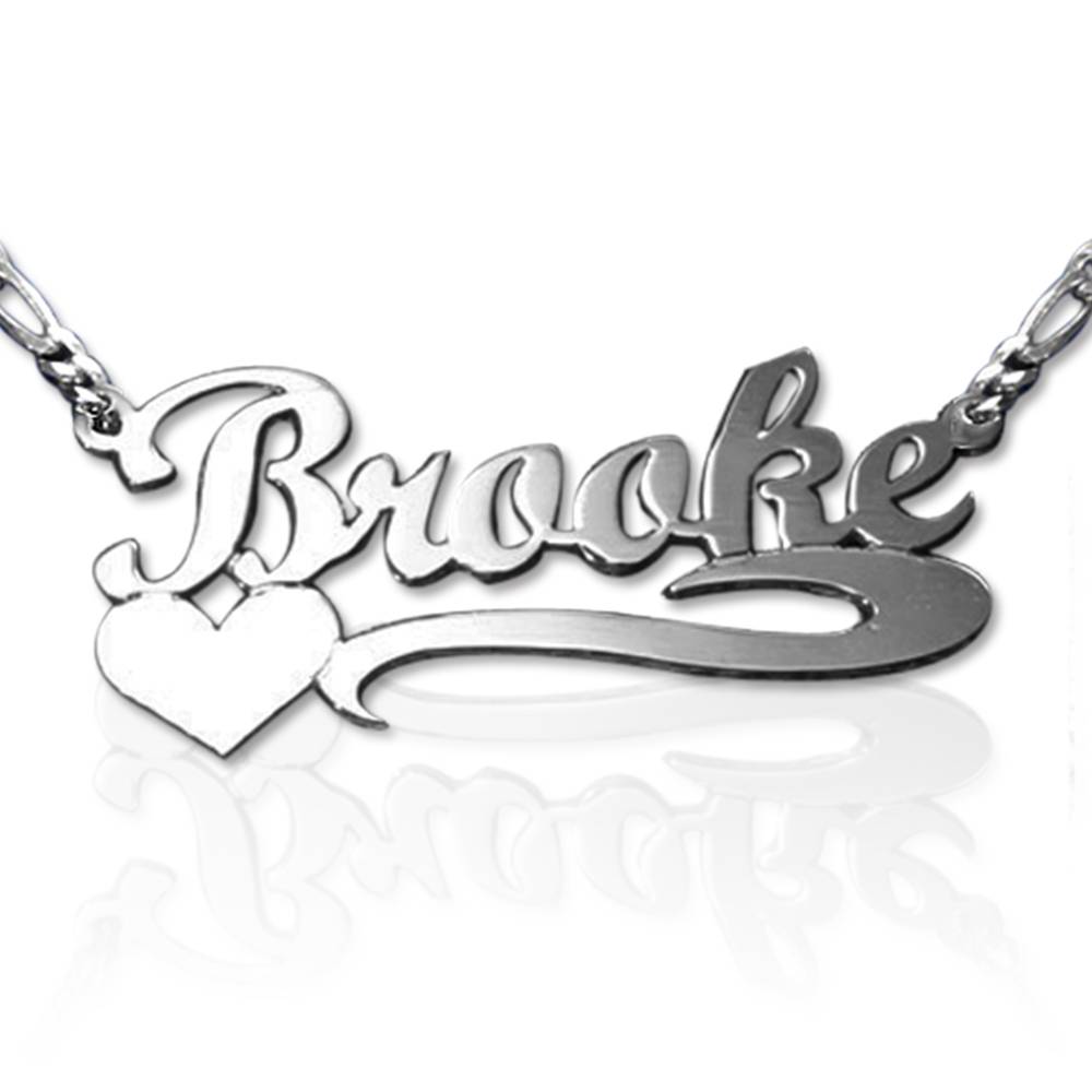 Double Thickness Silver Heart Name Necklace product photo