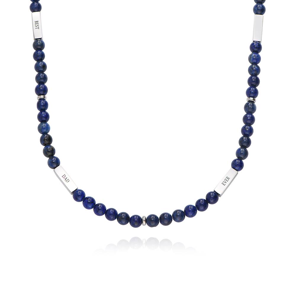 East Coast Custom Lapis Beaded Necklace in Stainless Steel-5 product photo