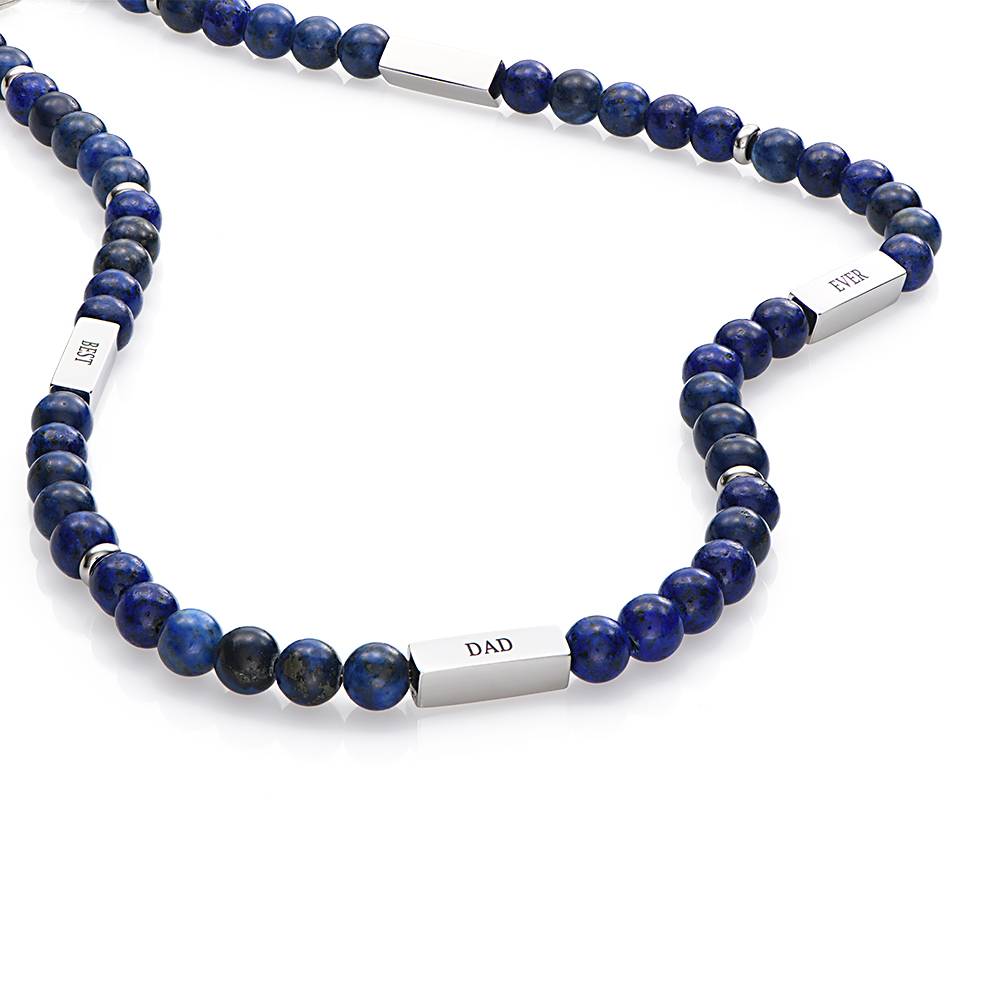 East Coast Custom Lapis Beaded Necklace in Stainless Steel-3 product photo