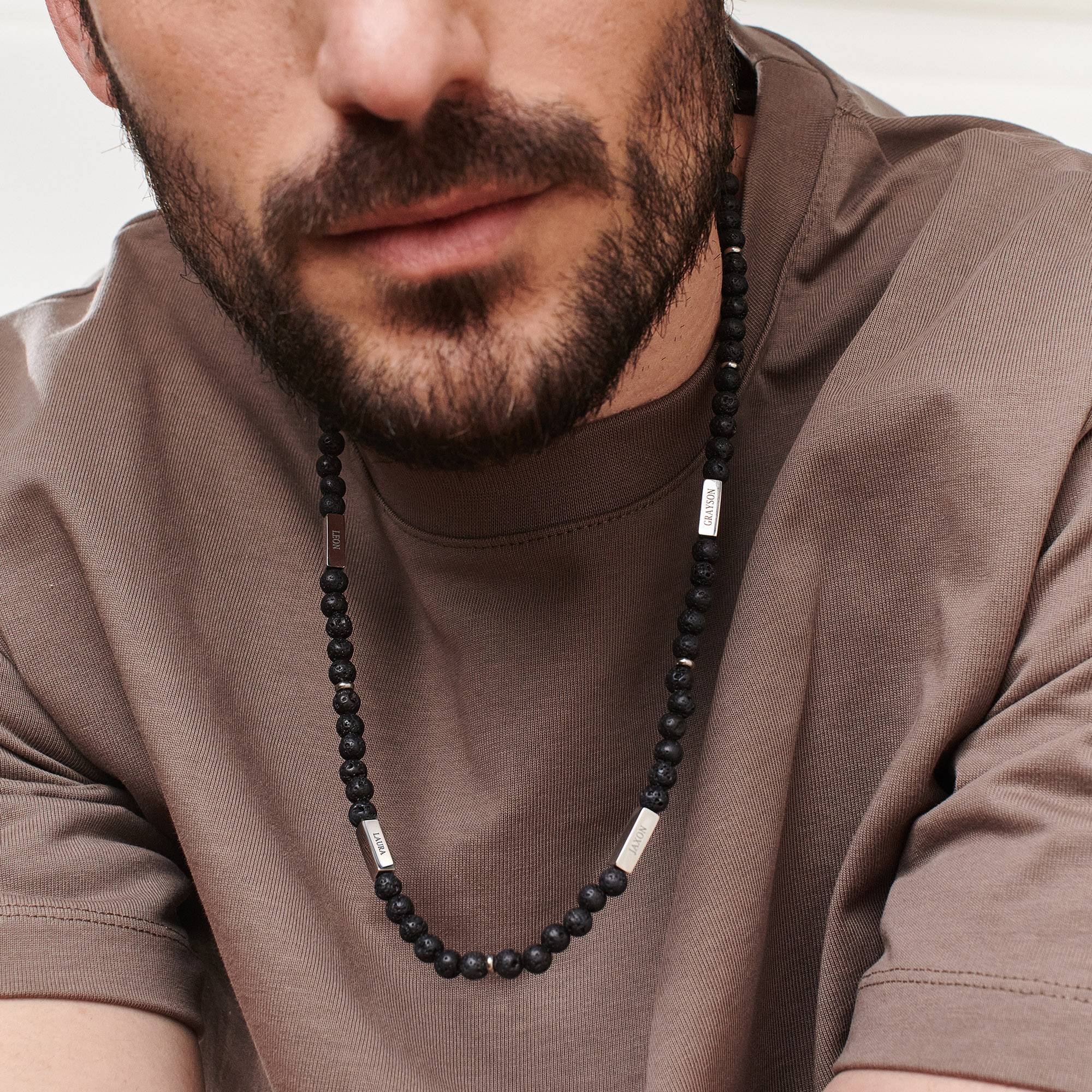 Collier personnalisé "East coast" pour homme en perles de lave-1 photo du produit
