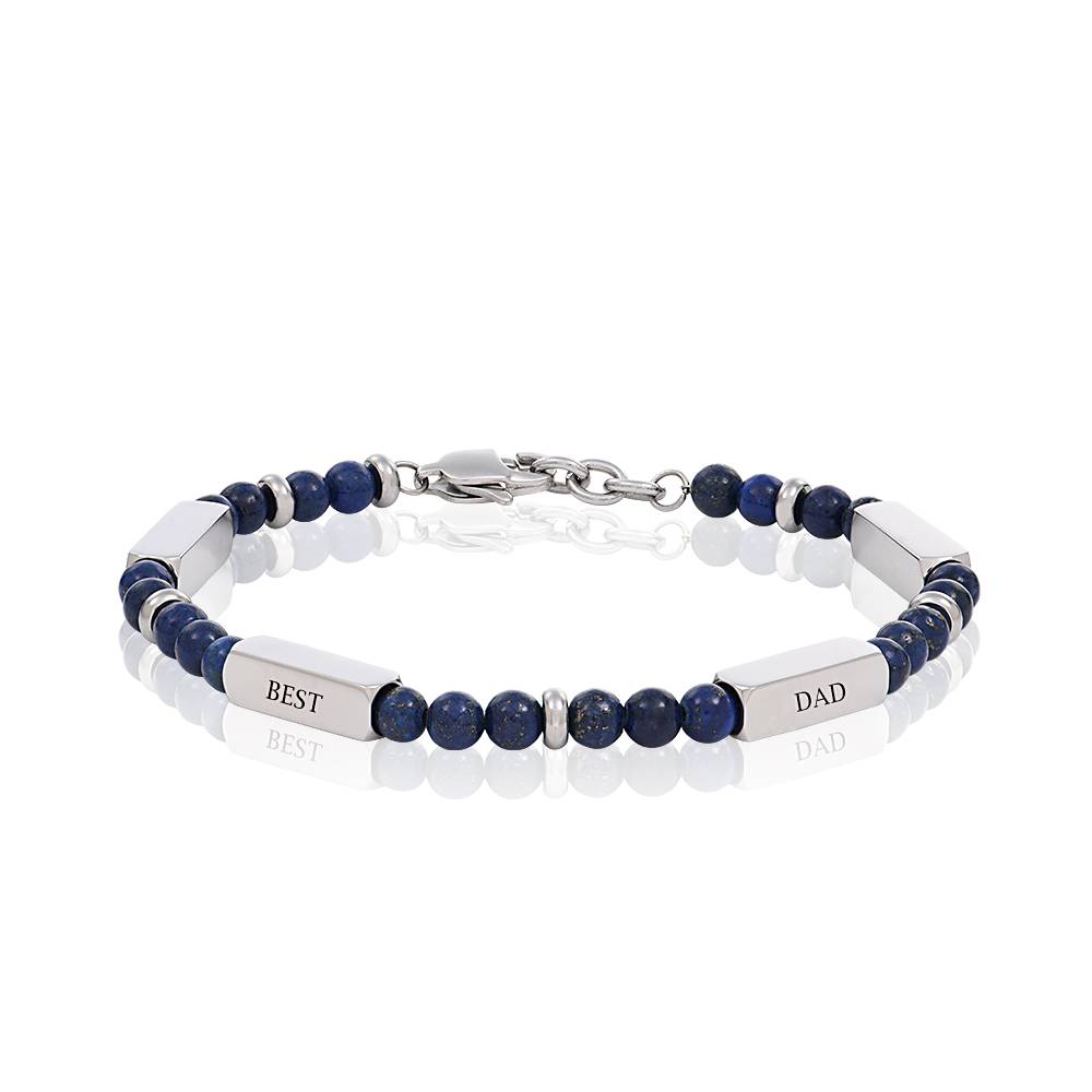East Coast Custom Semi-Precious Beaded Bracelet for Men in Stainless product photo
