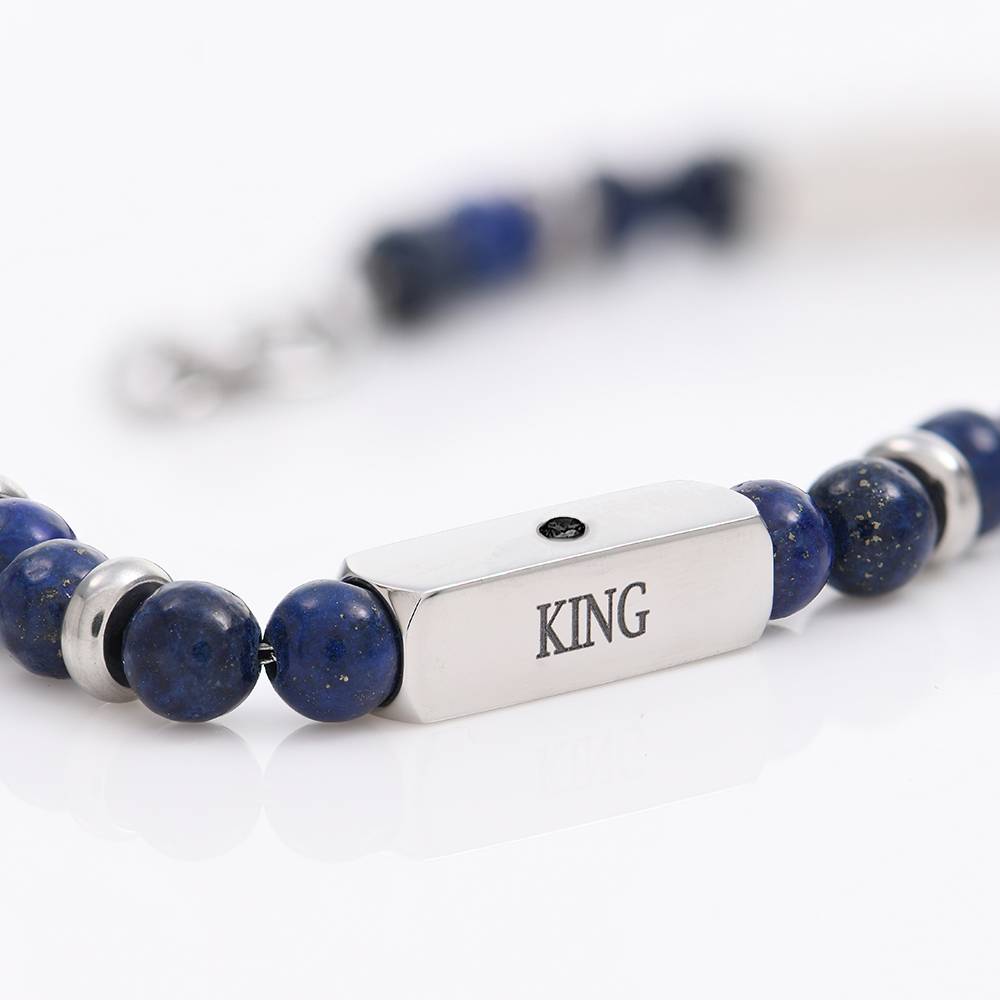 East Coast Custom Lapis Beaded Bracelet with Diamond for Men-2 product photo