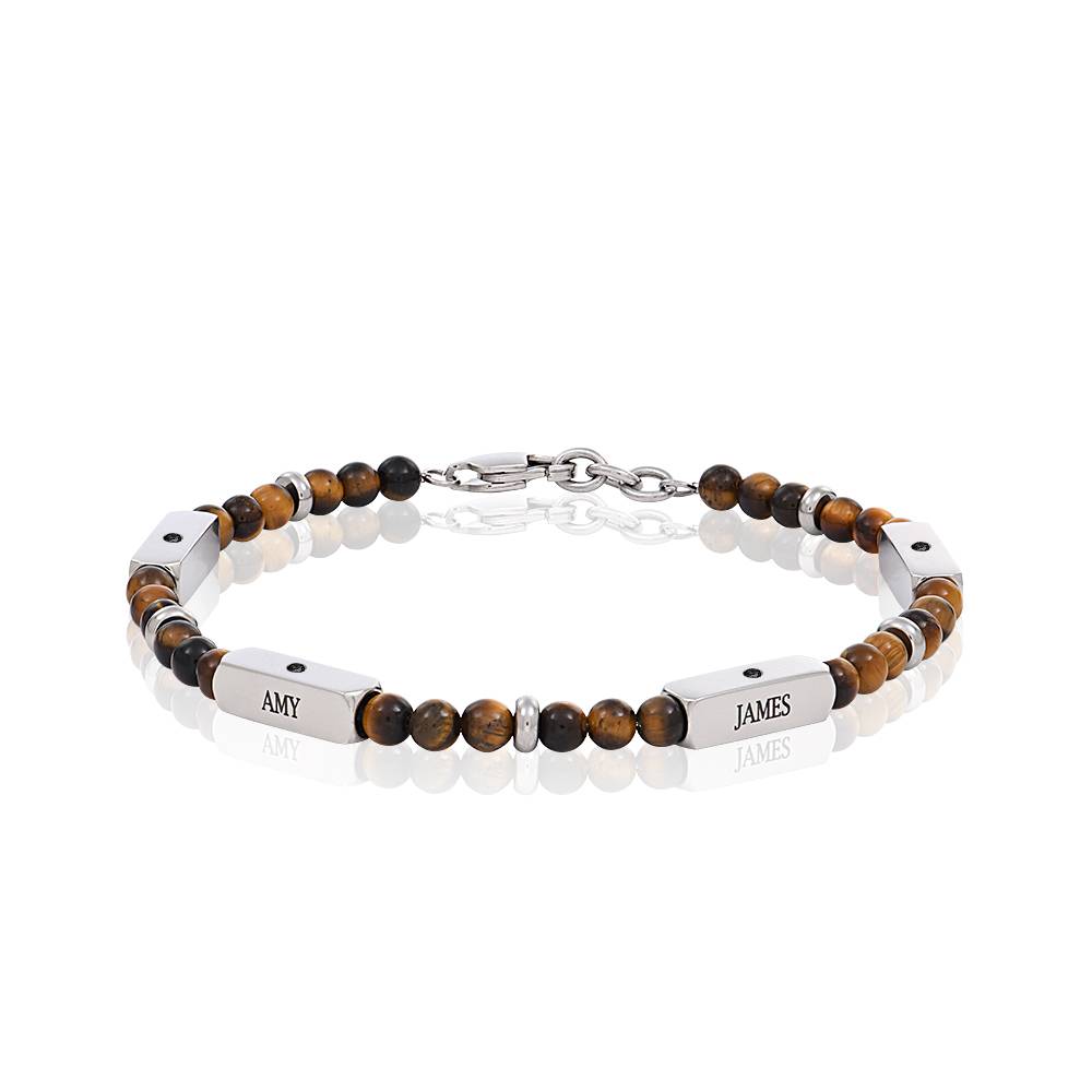 East Coast Custom Tiger Eye Beaded Bracelet with Diamond for Men-5 product photo