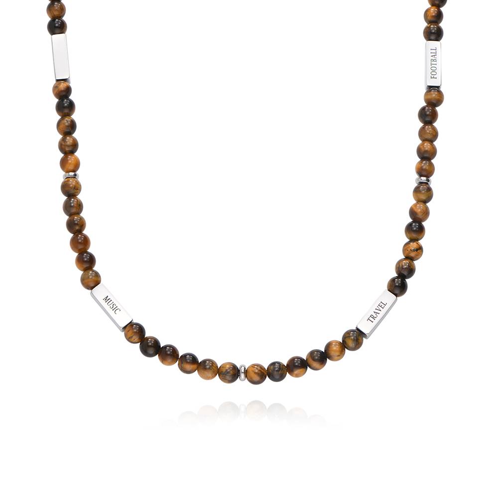 East Coast Custom Tiger Eye Beaded Necklace in Stainless Steel-5 product photo