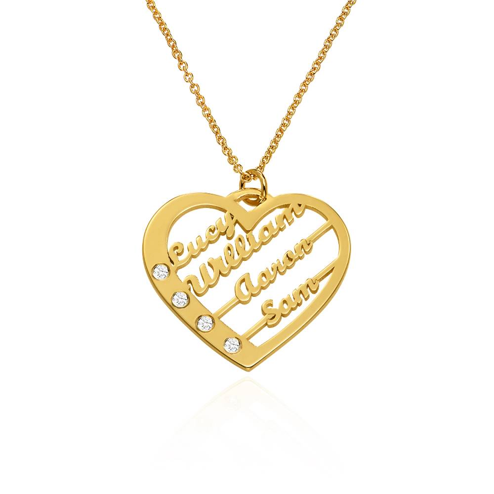 Ella Diamant Herz Halskette mit Namen - 750er vergoldetes Silber-2 Produktfoto
