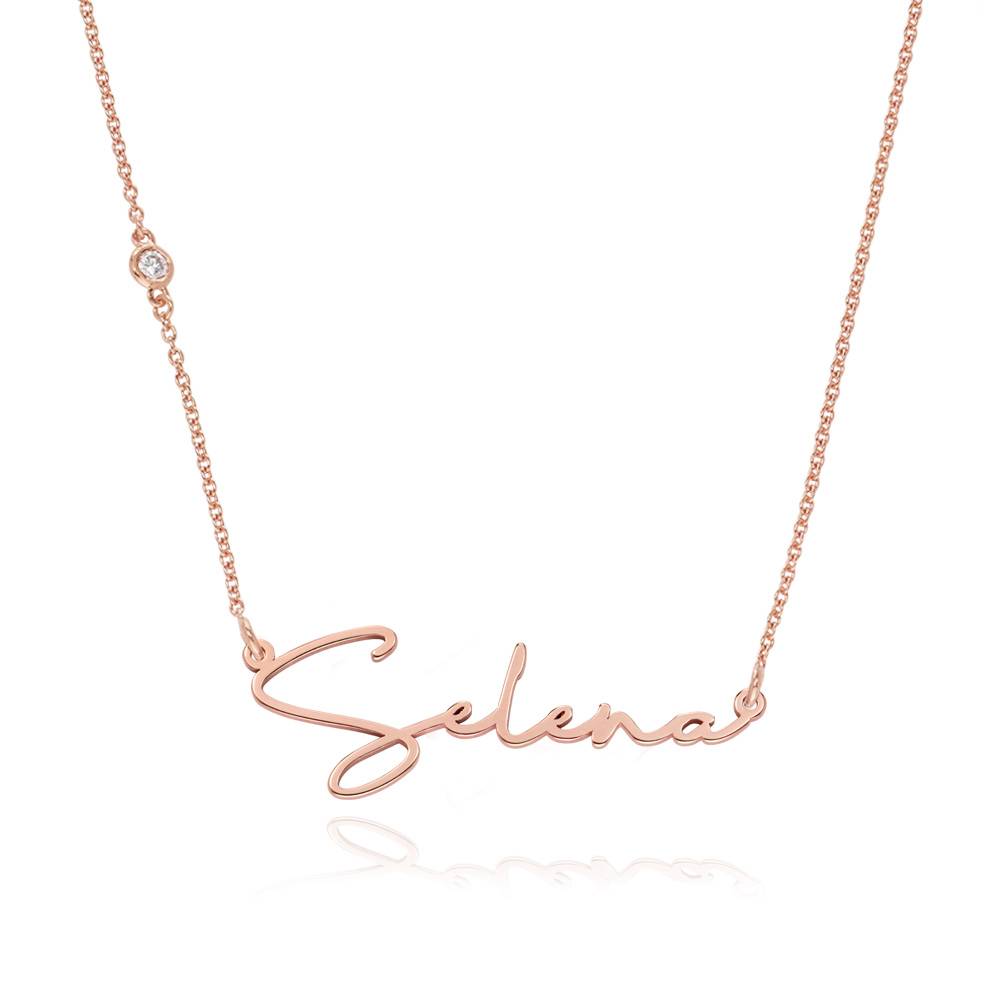 "Paris" collar con nombre personalizado con diamante en oro rosa vermeil-2 foto de producto
