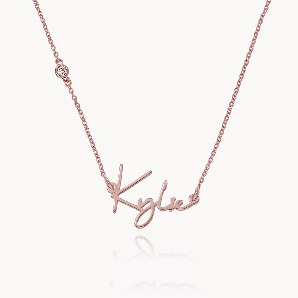 Belle Collana Con Nome Personalizzata con Diamante in Oro Rosa Vermeil foto del prodotto