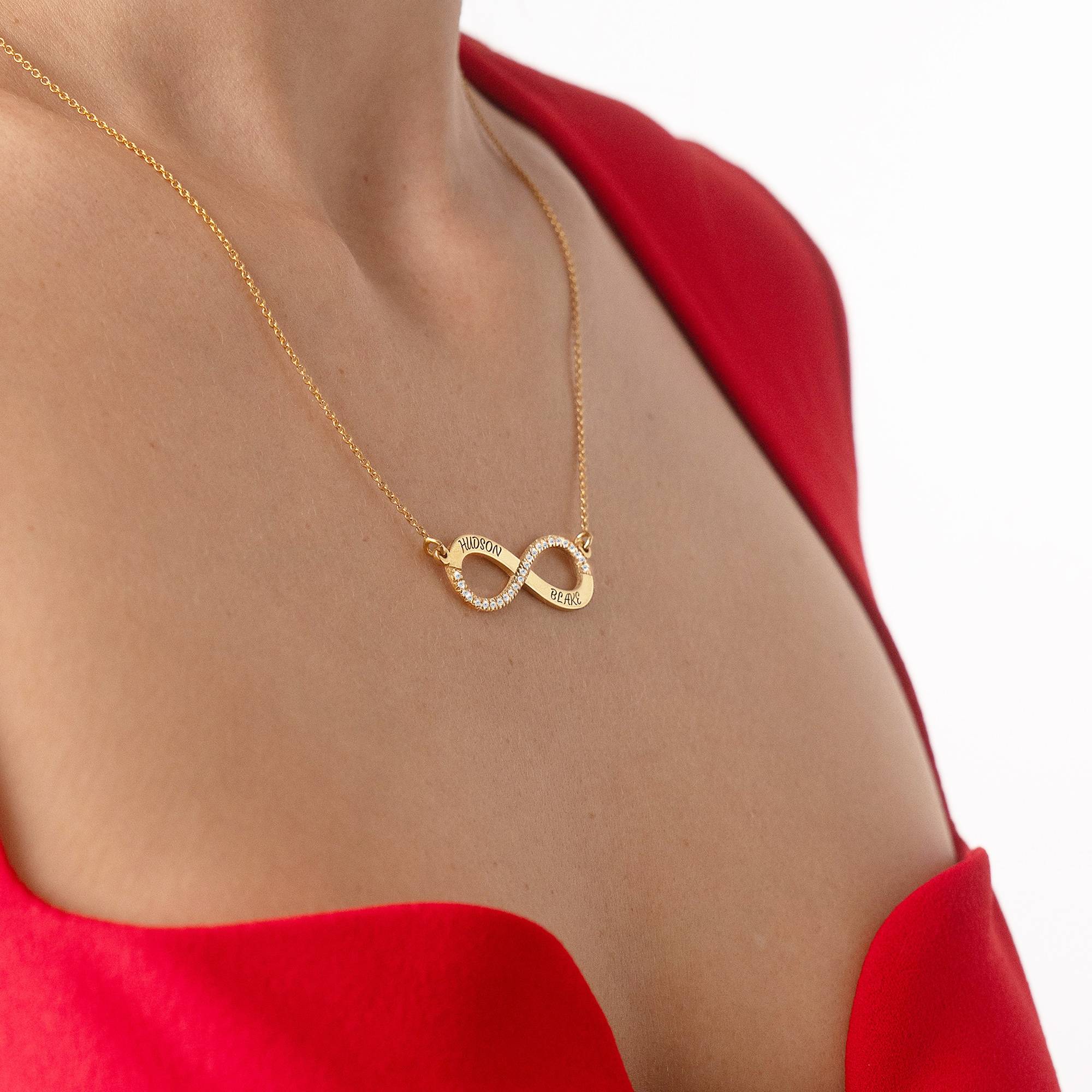 Endless Love Infinity Necklace med 0.23ct Laboratoriefremstilte Diamant i 18k gullforgyldt-6 produktbilde