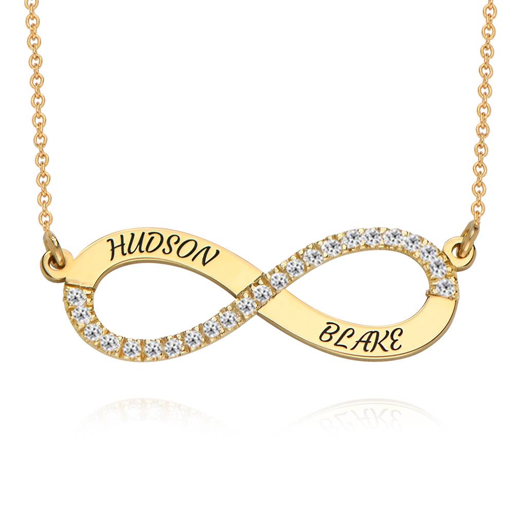 Collar Infinito de Amor Eterno con 0.23CT Diamantes en oro vermeil de 18K foto de producto