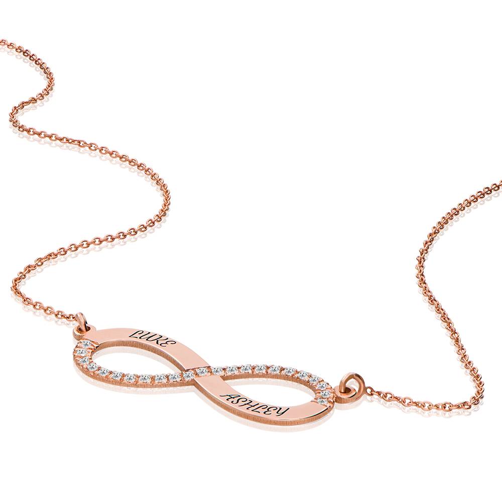Endless Love Infinity Necklace with 0.23CT Diamonds in 18K Rose Gold Plating-1 product photo