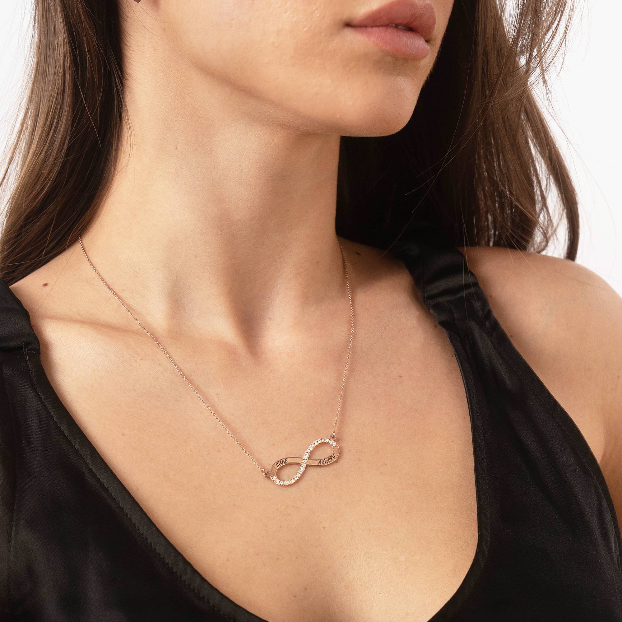 Endless Love Infinity Necklace with 0.23CT Diamonds in 18K Rose Gold Plating-2 product photo