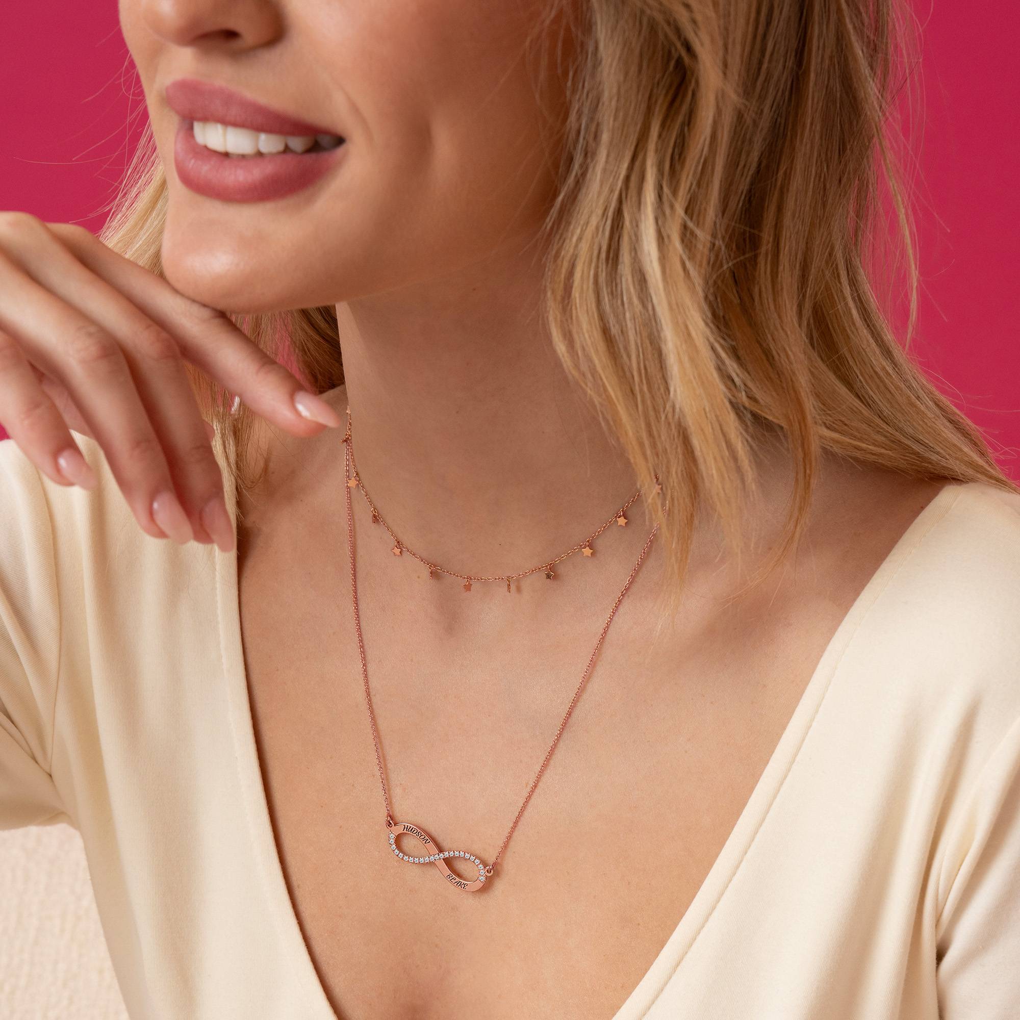 Endless Love Infinity Necklace with 0.23CT Diamonds in 18K Rose Gold Plating-4 product photo