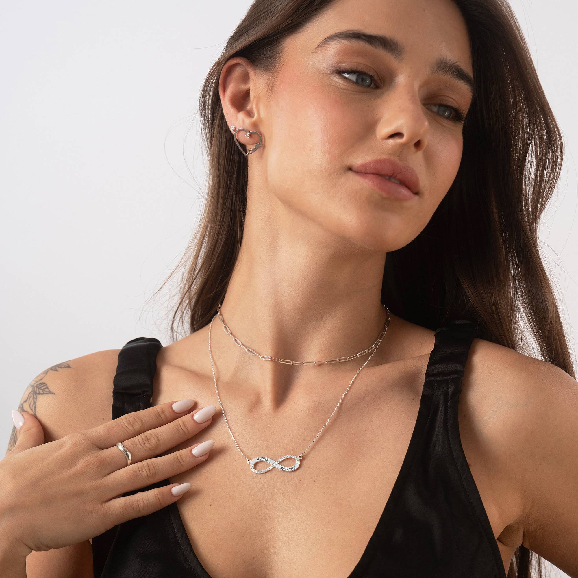 Collar Infinito de Amor Eterno con 0.23CT Diamantes en plata de ley-6 foto de producto