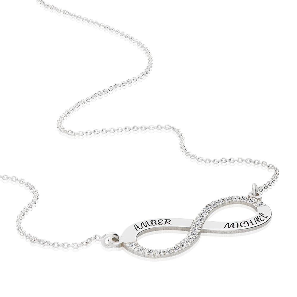 Unendliche Liebe Infinity-Halskette mit 0,23CT Diamanten - 925er Sterlingsilber-7 Produktfoto