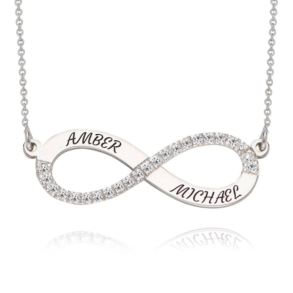 Collar Infinito de Amor Eterno con 0.23CT Diamantes en plata de ley-4 foto de producto