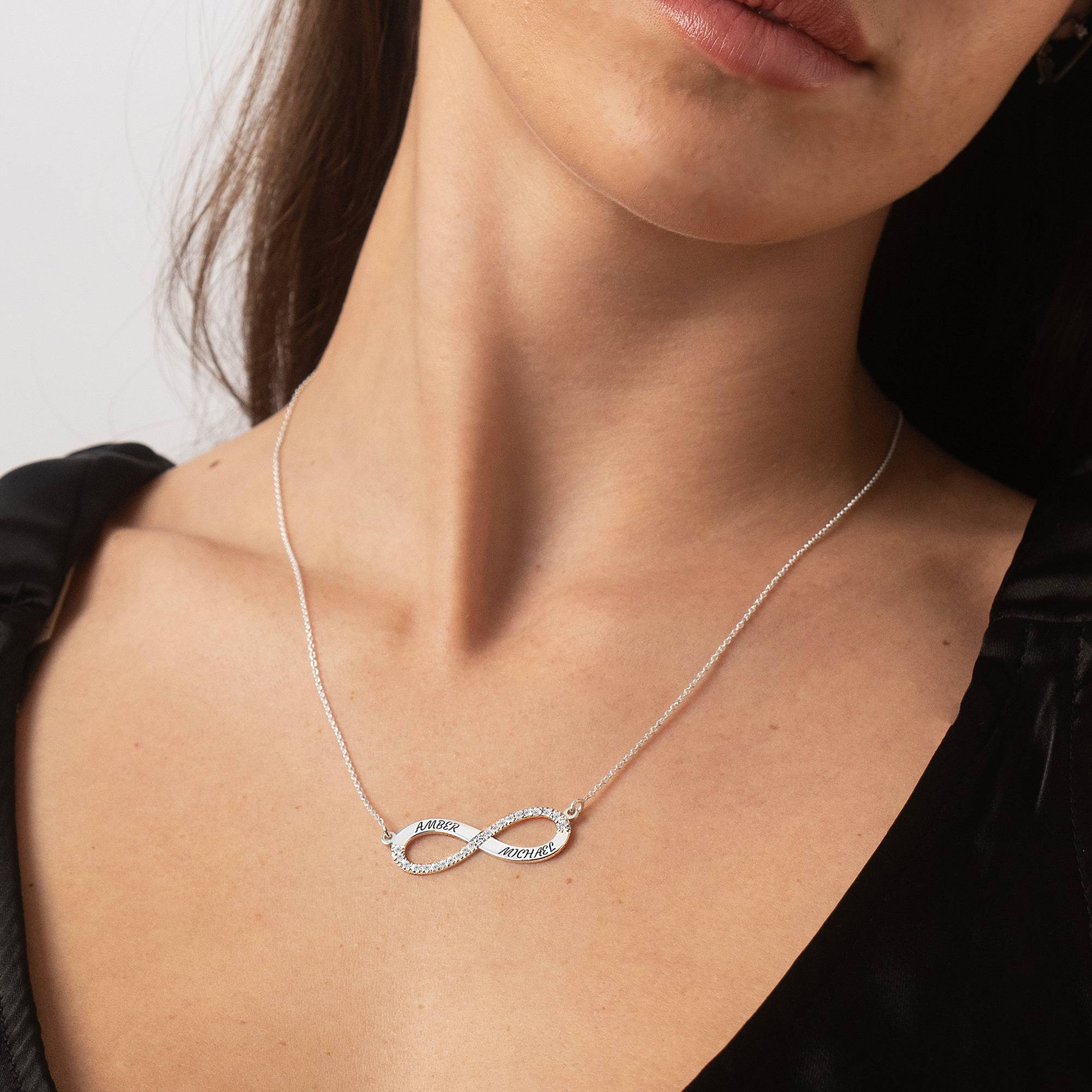 Unendliche Liebe Infinity-Halskette mit 0,23CT Diamanten - 925er Sterlingsilber-6 Produktfoto