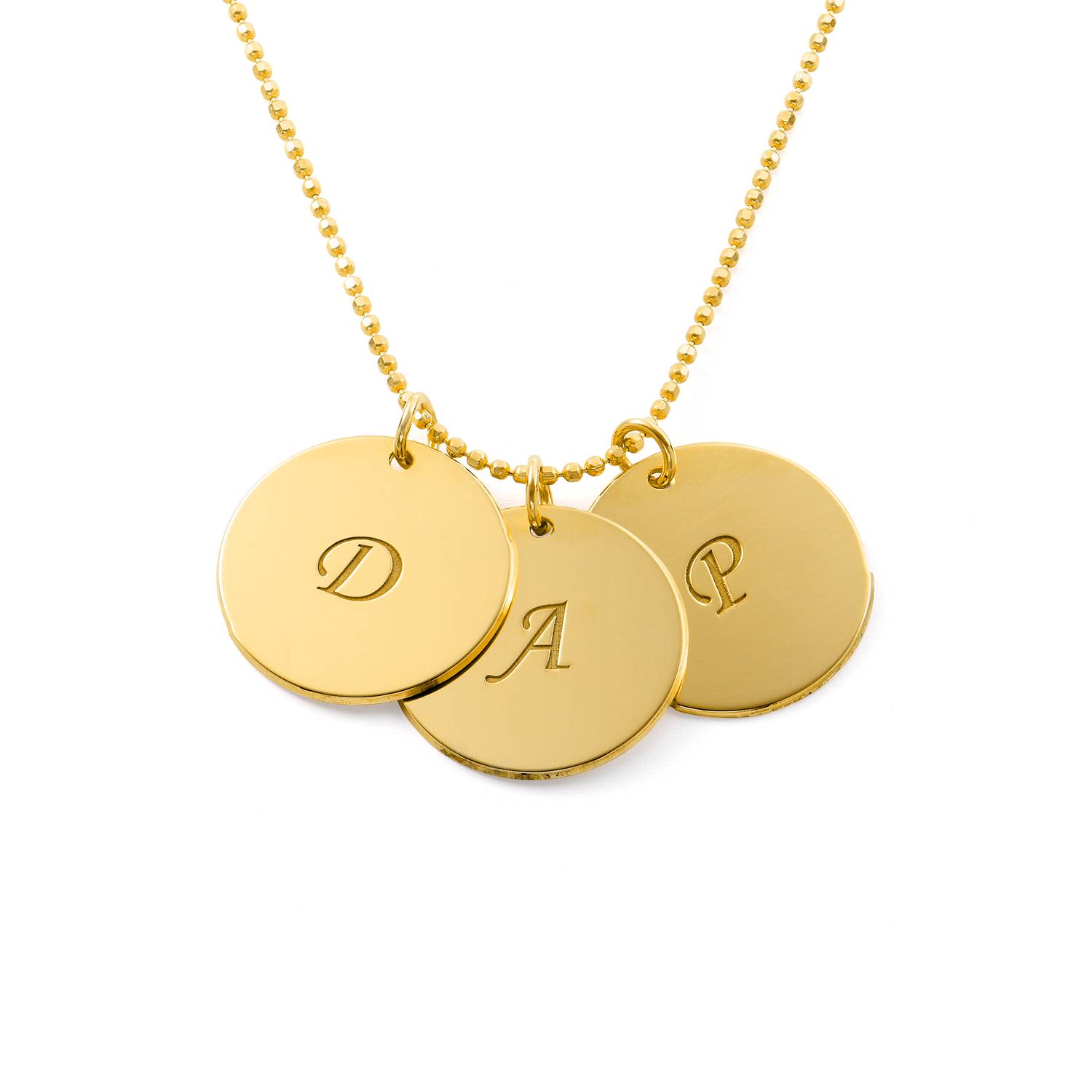 Engraved Disc Necklace in 18ct Gold Vermeil-3 product photo