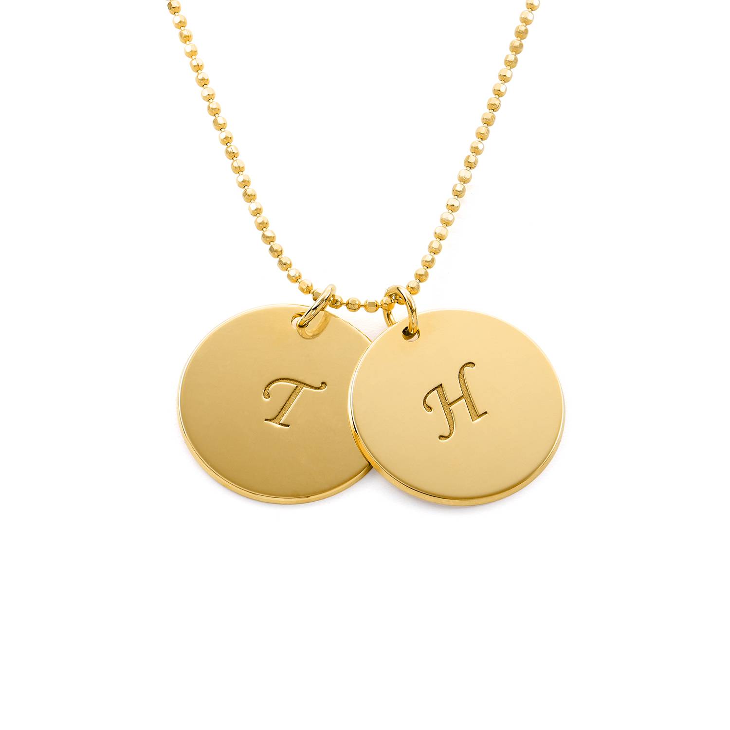 Engraved Disc Necklace in 18ct Gold Vermeil-2 product photo