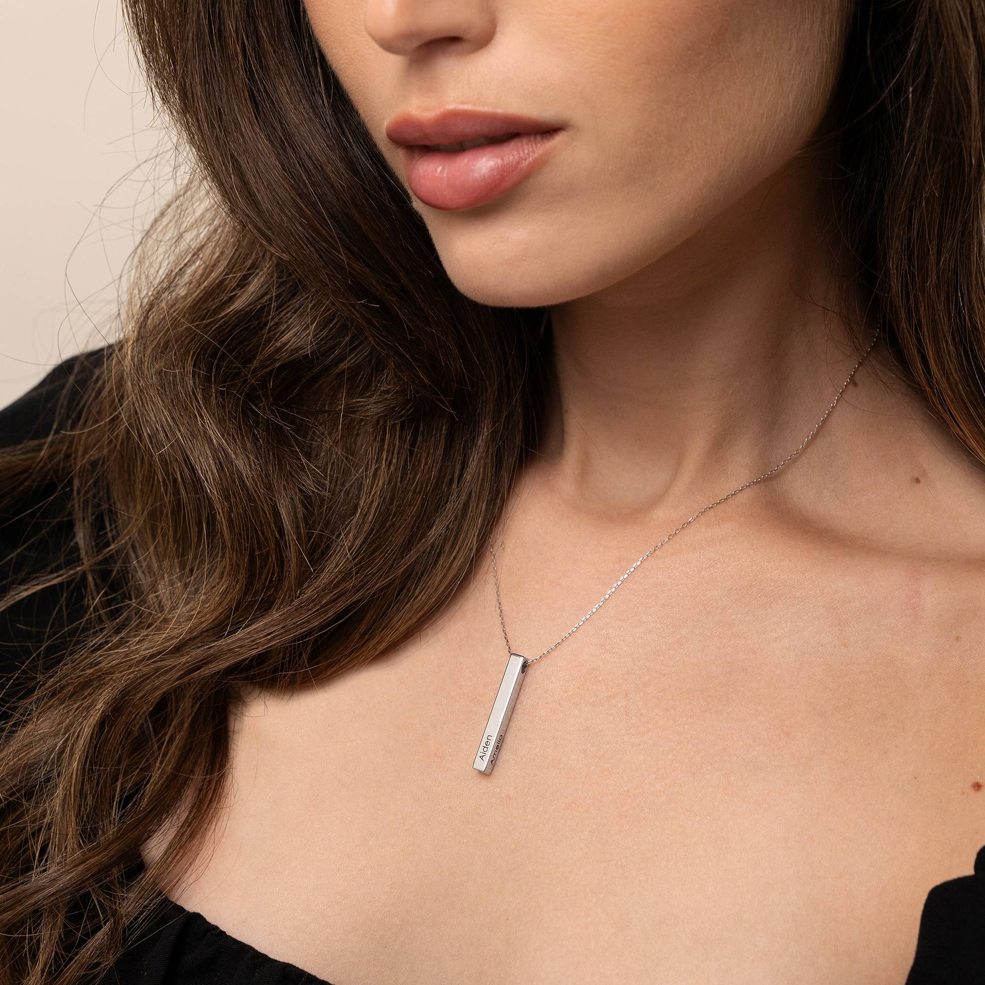 Totem 3D Bar Necklace in 10ct White Gold-4 product photo