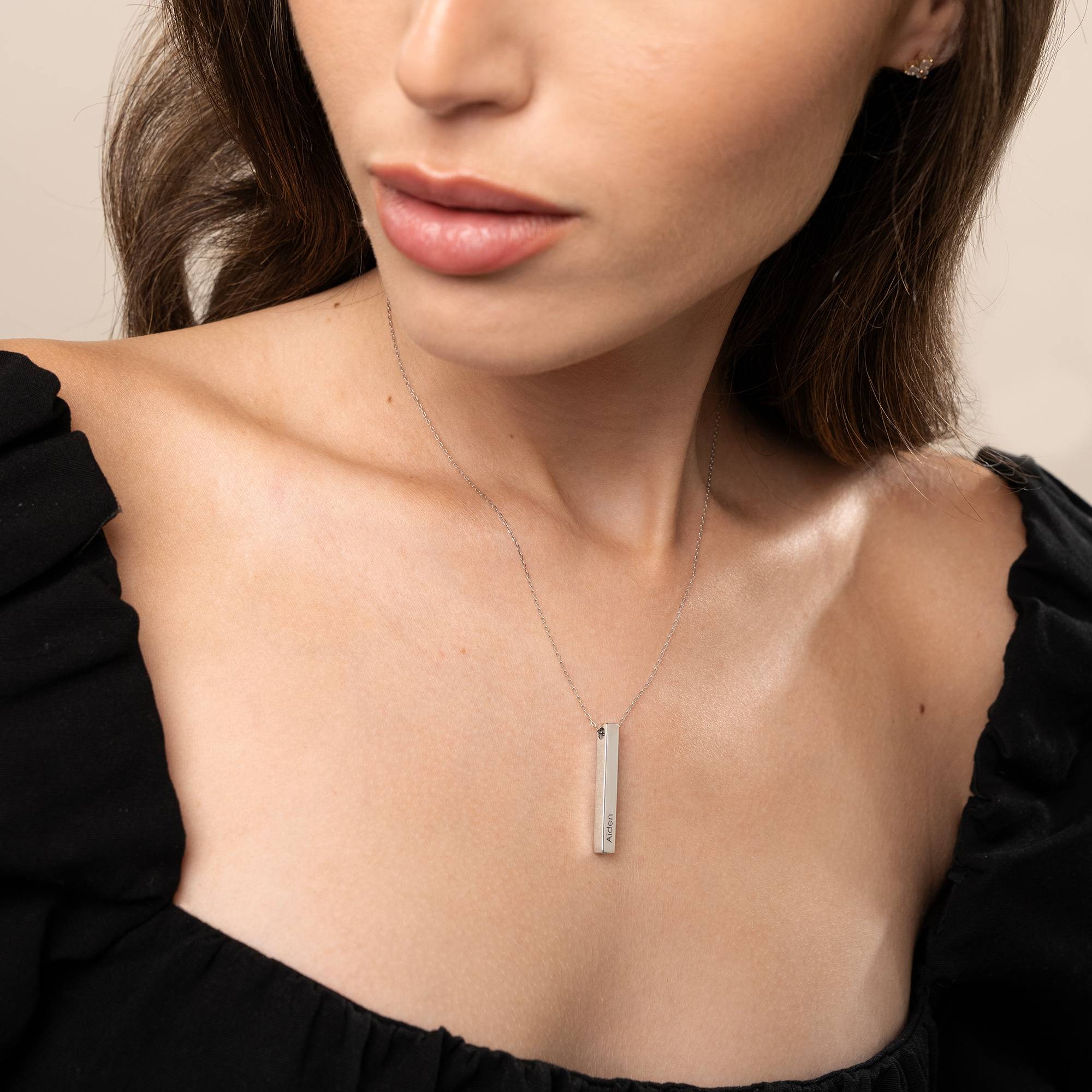 Totem 3D Bar Necklace in 10k White Gold-1 product photo
