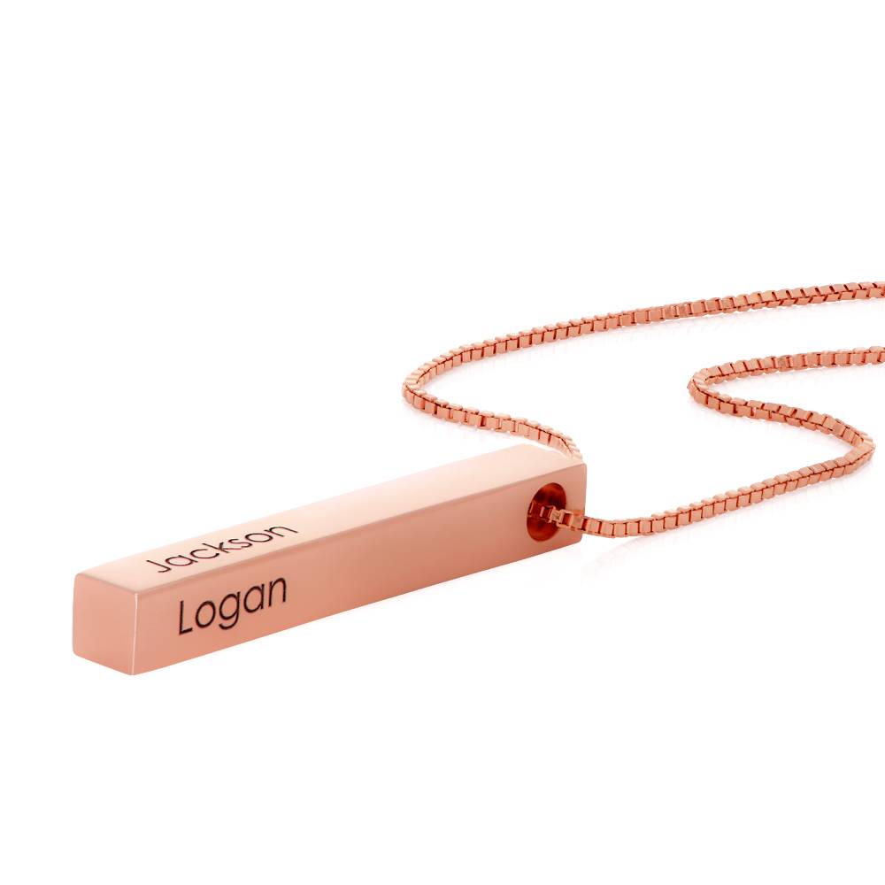 Collana barra Totem 3D placcata in oro rosa 18k-6 foto del prodotto