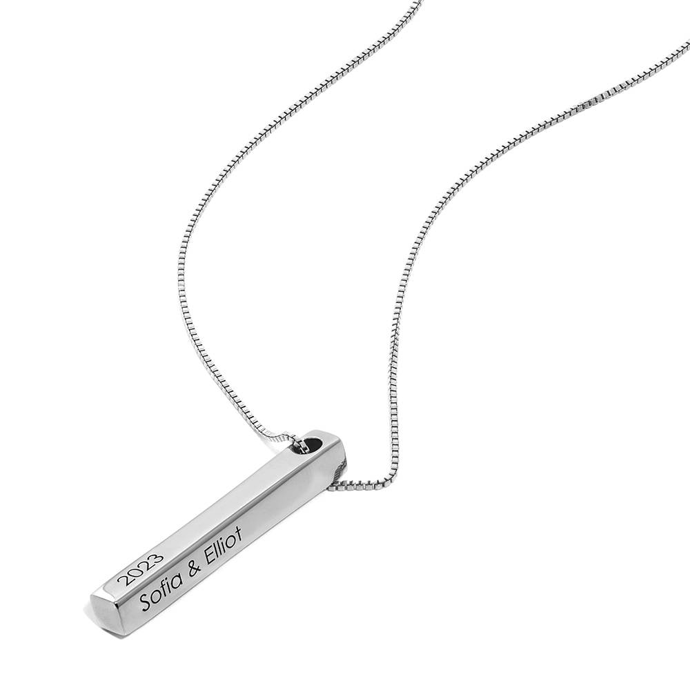 Totem 3D Bar Necklace in Sterling Silver-3 product photo