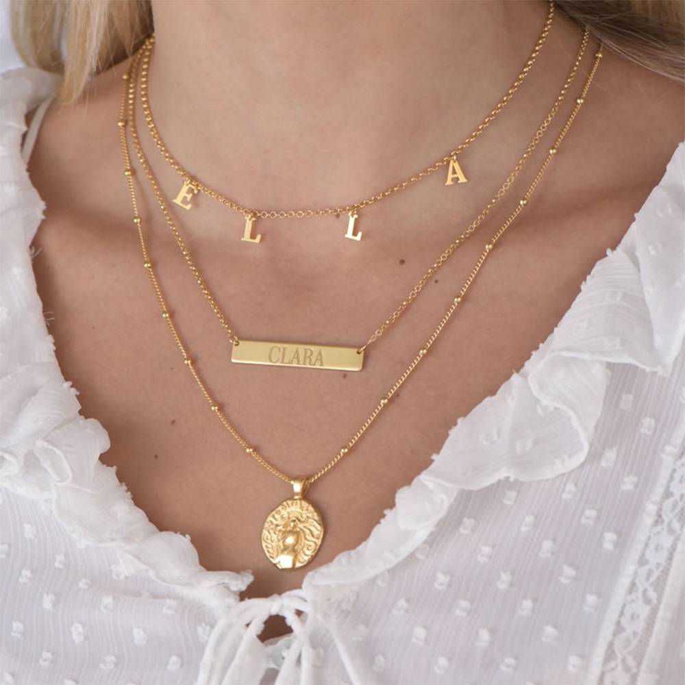 Engraved Bar Necklace in 18k Gold Vermeil-1 product photo