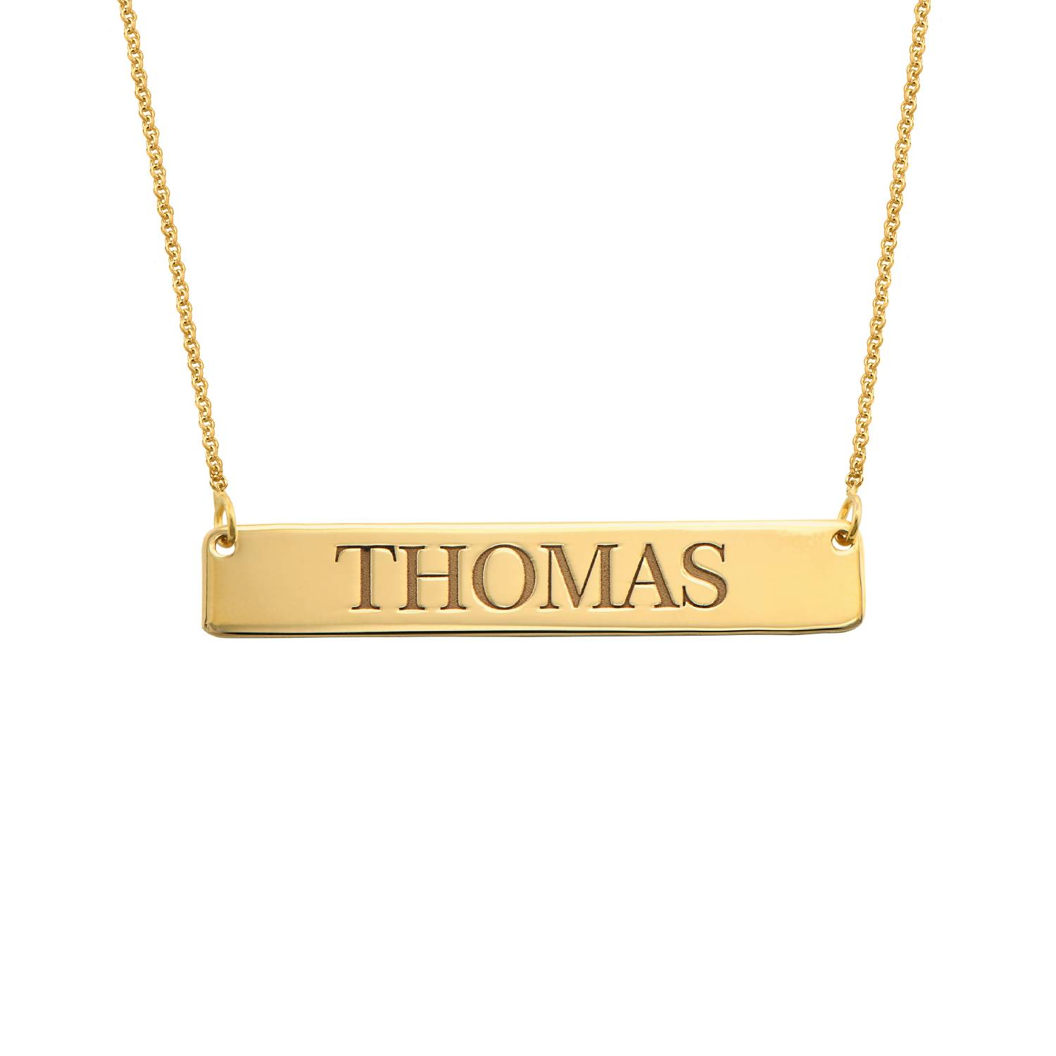 Engraved Bar Necklace in 18ct Gold Vermeil-1 product photo