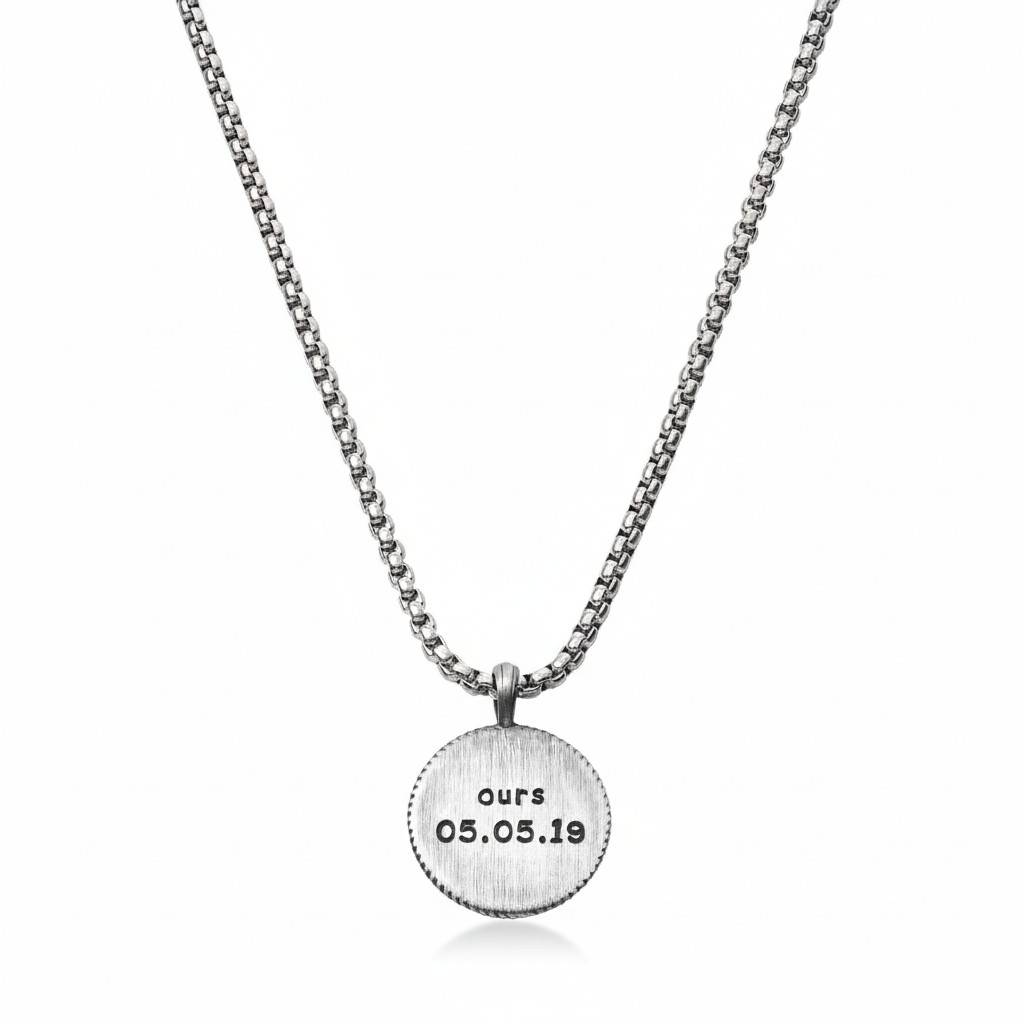 Collana con Bussola Incisa per Uomo in Argento Sterling-4 foto del prodotto