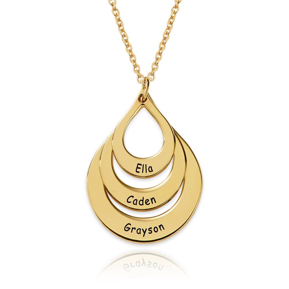 Engraved Family Necklace Drop Shaped in 18ct Gold Vermeil product photo