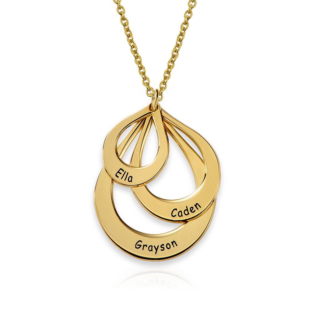 Engraved Family Necklace Drop Shaped in 18ct Gold Vermeil-1 product photo