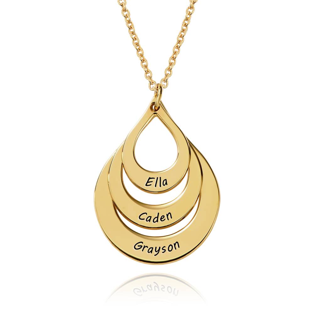 Familieketting met Drie Gegraveerde Druppels in Goud Vermeil