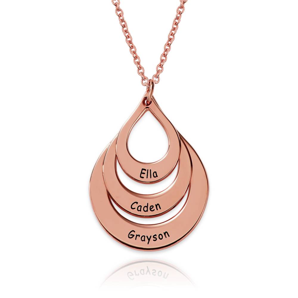 Engraved Three Drops Family Necklace in 18K Rose Gold Plating product photo