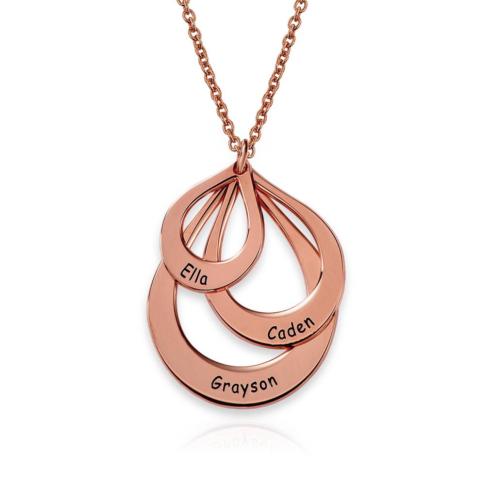 Engraved Family Necklace Drop Shaped in Rose Gold Plating-3 product photo