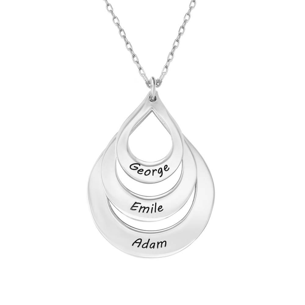 Engraved Family Necklace Drop Shaped in 10ct White Gold product photo
