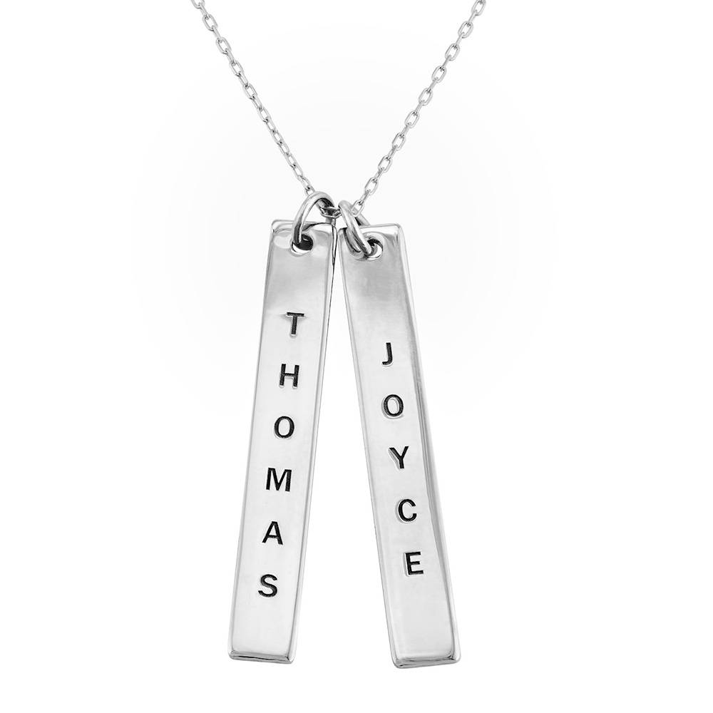 Engraved Vertical Bar Necklace in 10ct White Gold-1 product photo