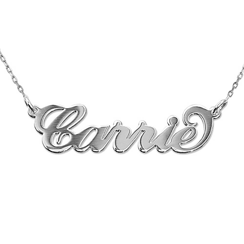 Double Thickness Carrie Name Necklace in 14ct White Gold product photo