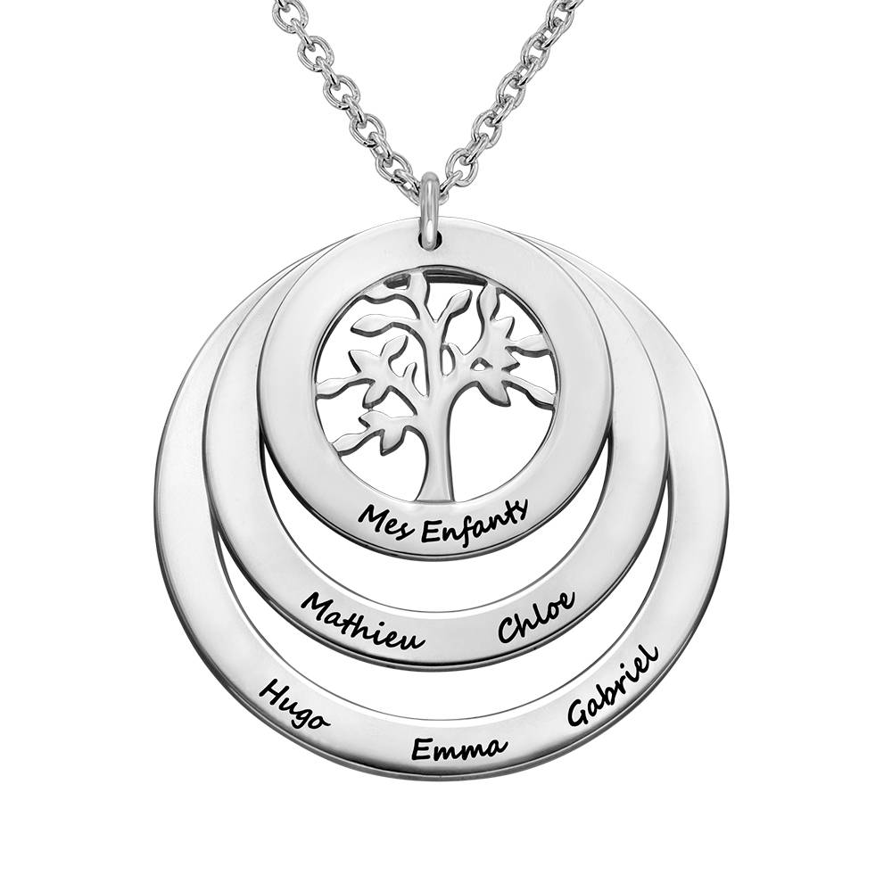 Family Circle Necklace with Hanging Family Tree in Sterling Silver-5 product photo