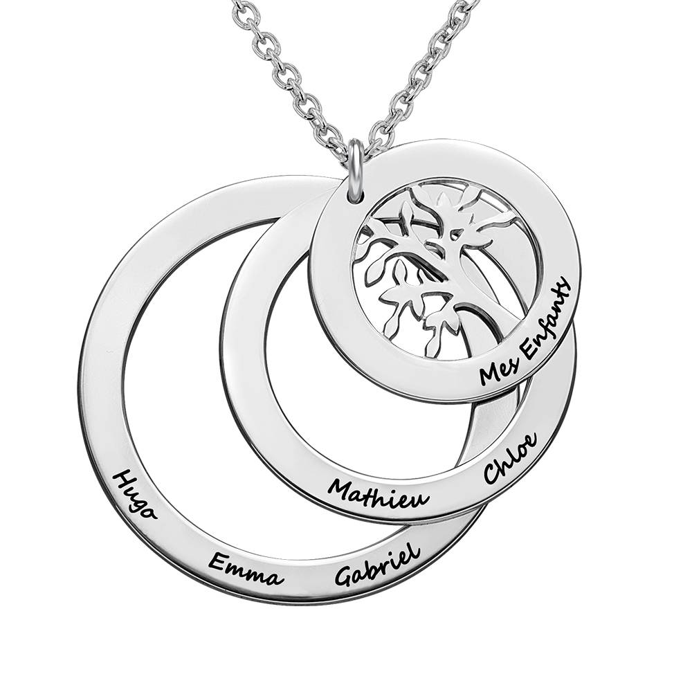 Family Circle Necklace with Hanging Family Tree in Sterling Silver-4 product photo