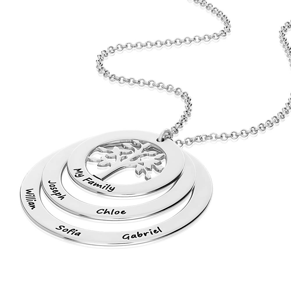 Rundt familie smykke med livets træ i sølv-3 produkt billede
